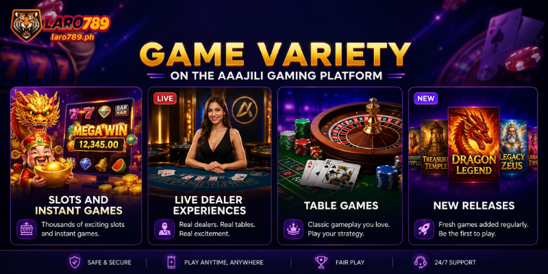 Game Variety on the aaajili gaming platform